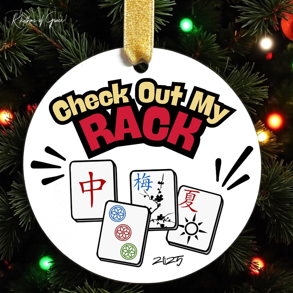 Check Out My Rack” Christmas Ornament | Mahjong Humor Holiday Keepsake